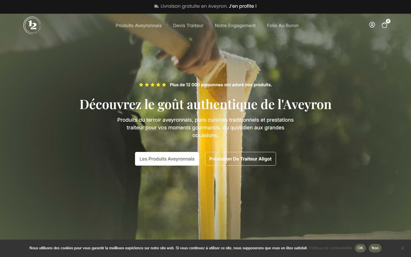 Capture du site officiel de 12 dans l'assiette