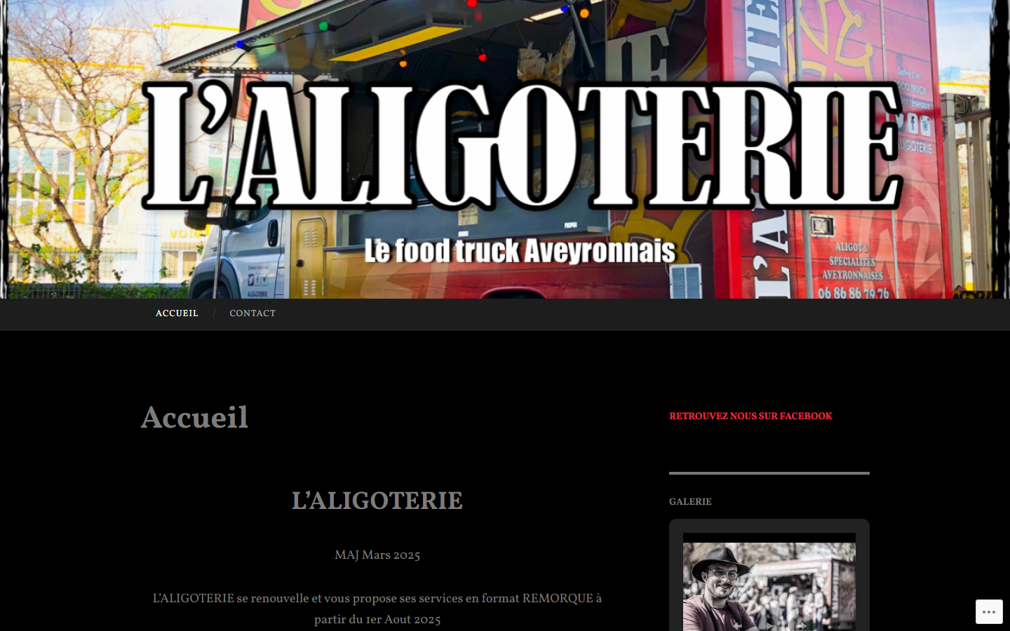 Capture du site officiel de L'ALIGOTERIE