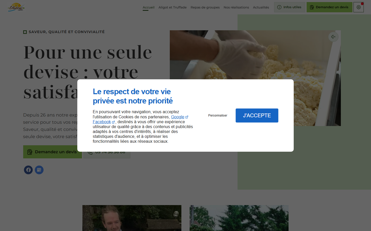 Capture du site officiel de Au Fil De L'Aubrac