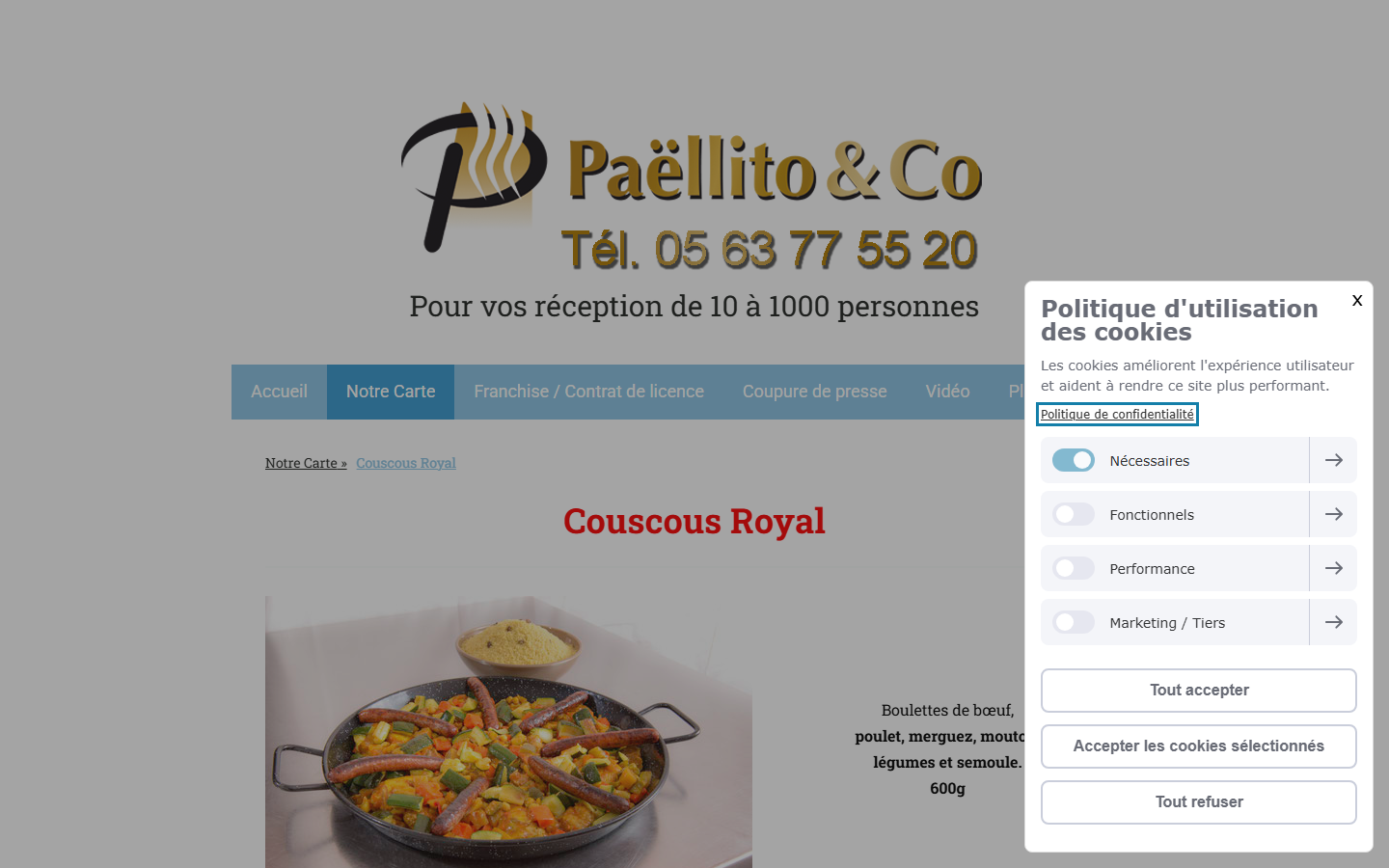Capture du site officiel de Paellito And Co-cayrac SARL