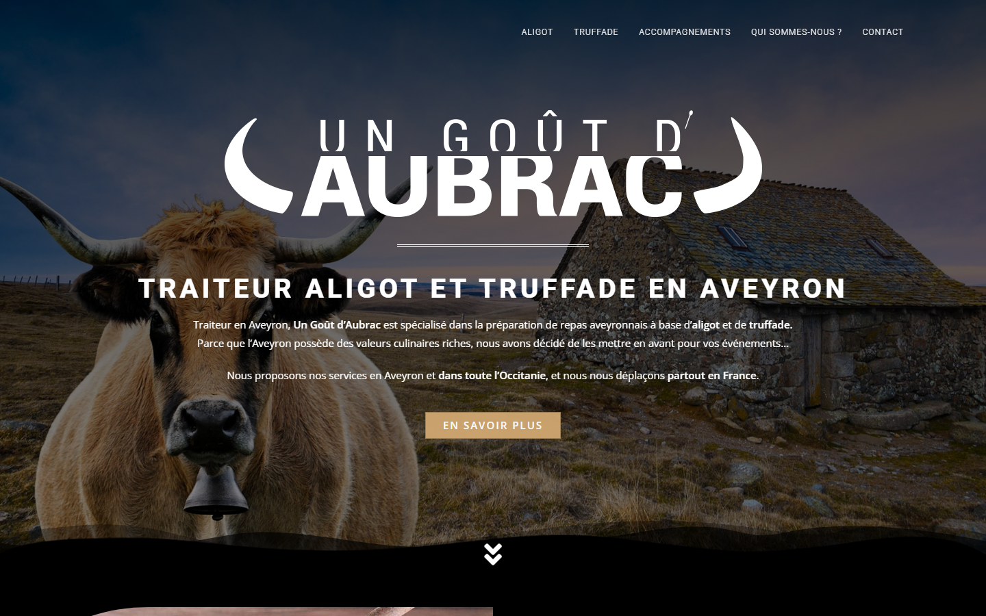 Capture du site officiel de Un Goût d'Aubrac - Traiteur aligot et truffade