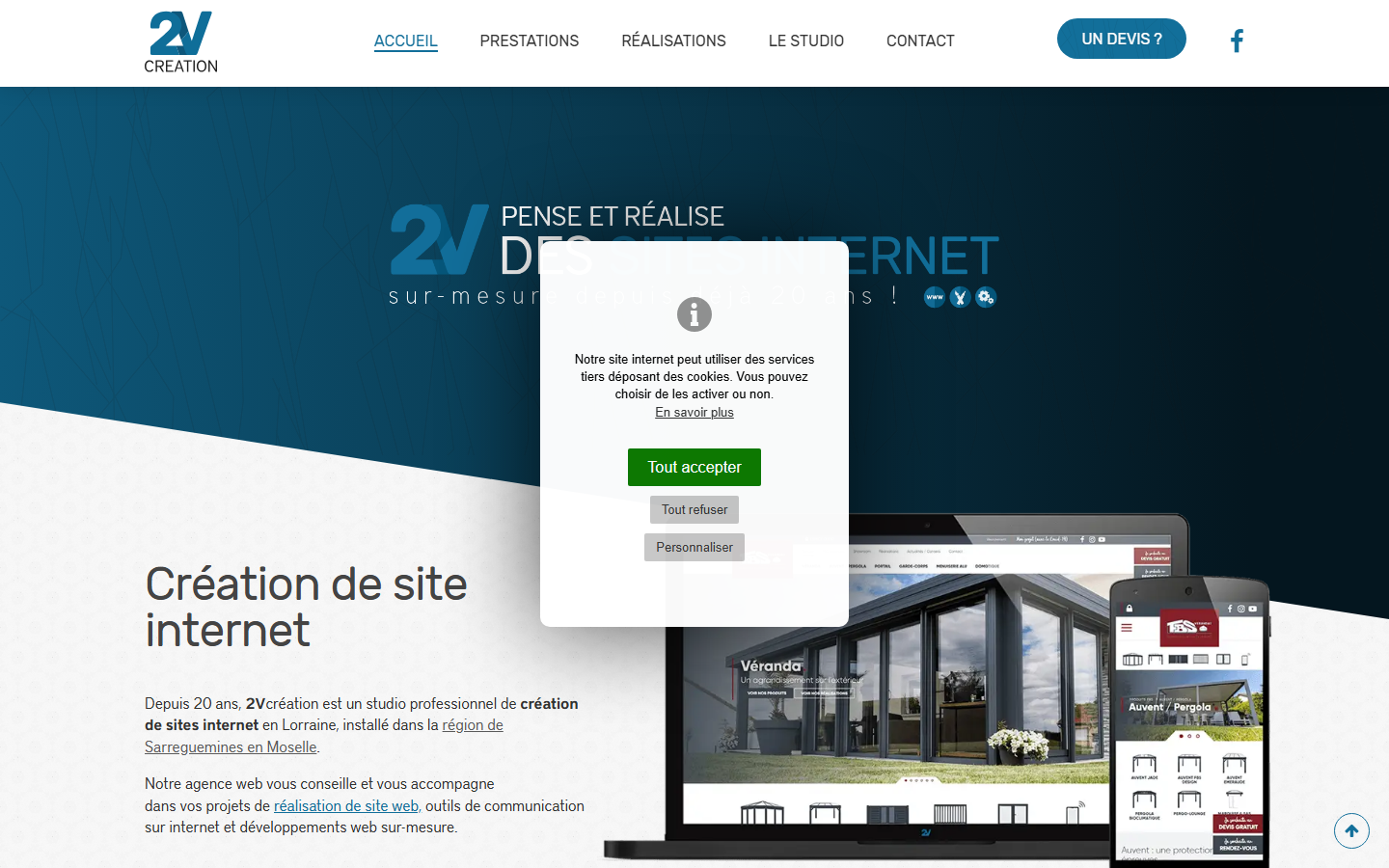 Aperçu du site de 2Vcréation