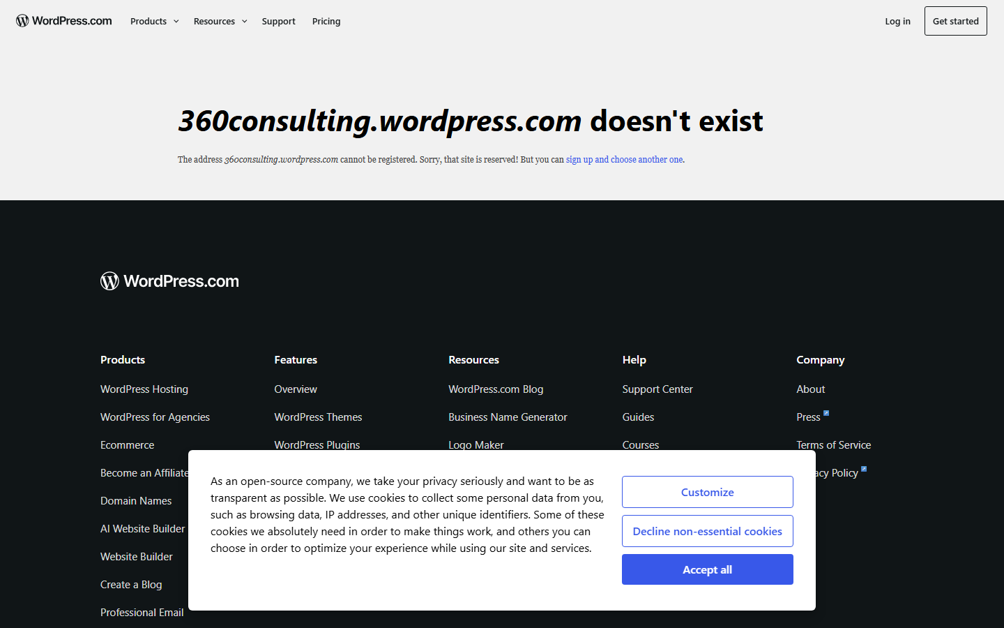 Aperçu du site de 360 CONSULTING SARL