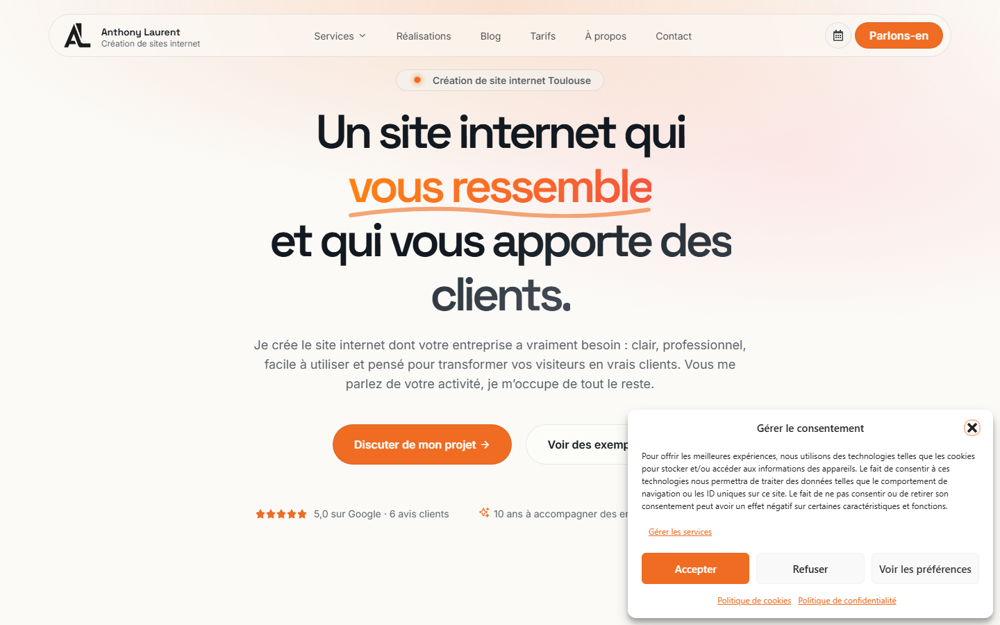 Aperçu du site de Laurent Anthony
