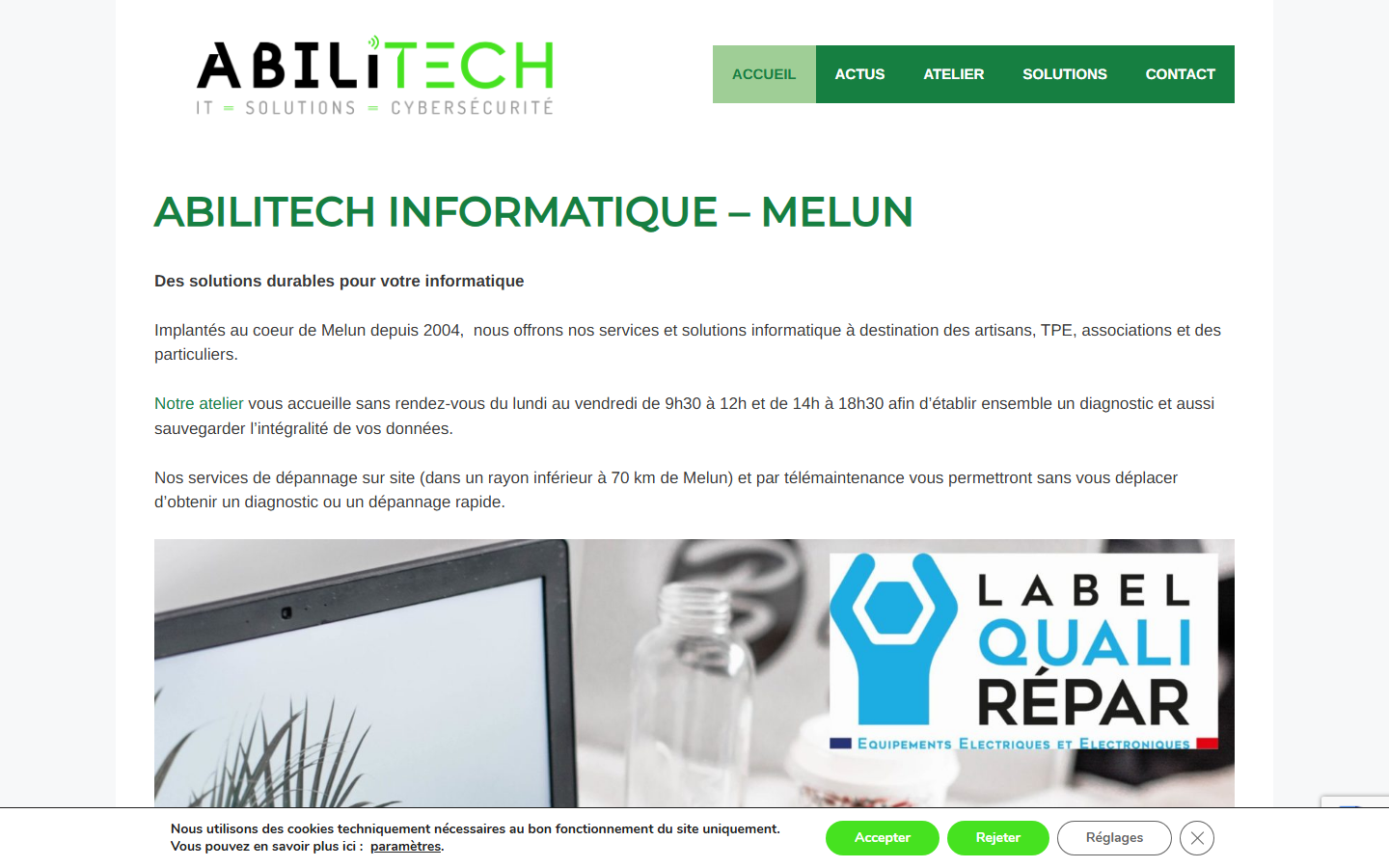 Aperçu du site de ABILITECH Informatique