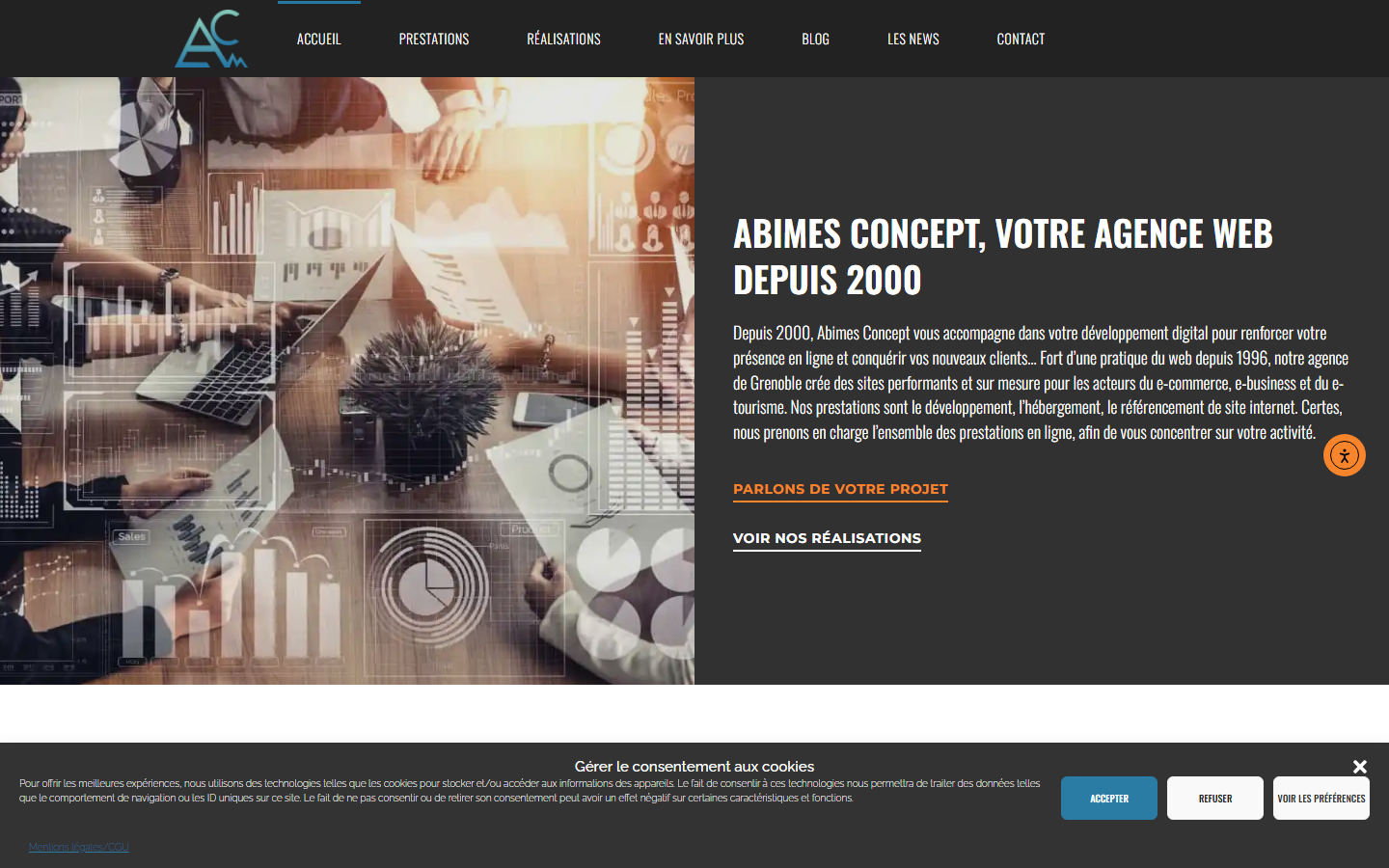 Aperçu du site de ABIMES CONCEPT