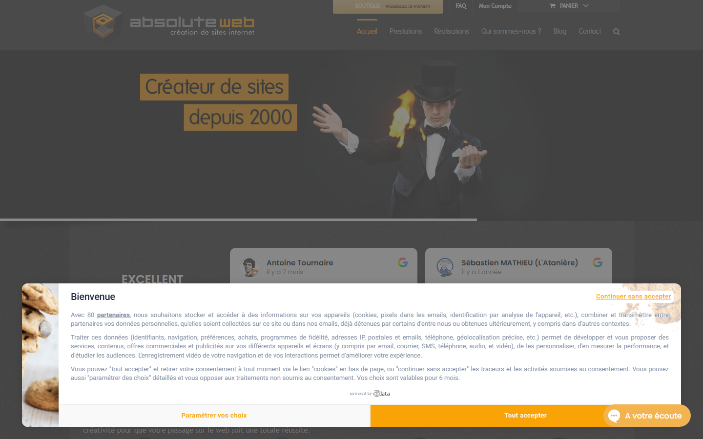 Aperçu du site de Absolute Web