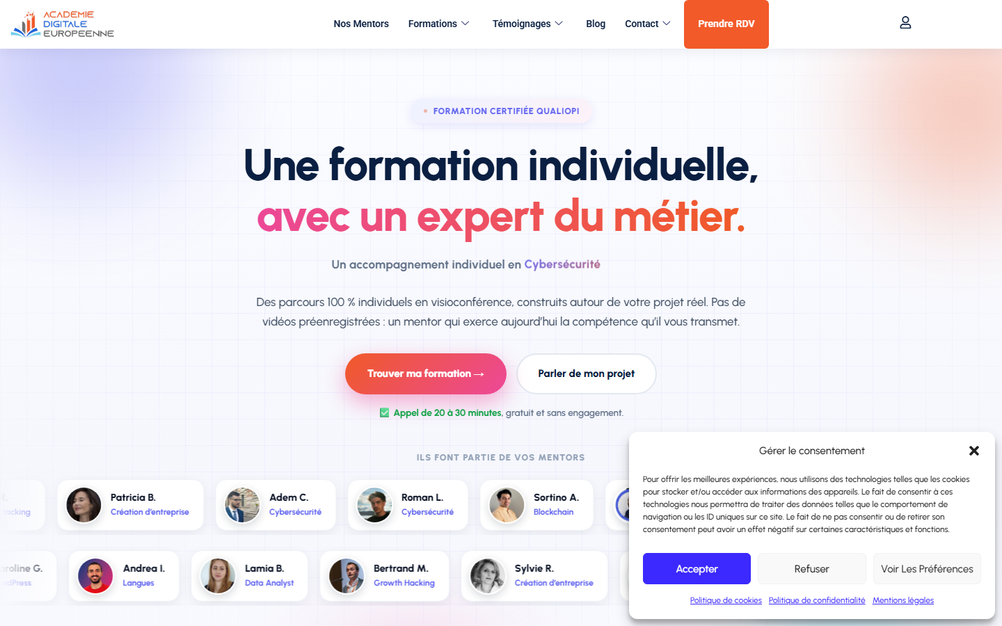 Aperçu du site de Académie Digitale Européenne - Unixel