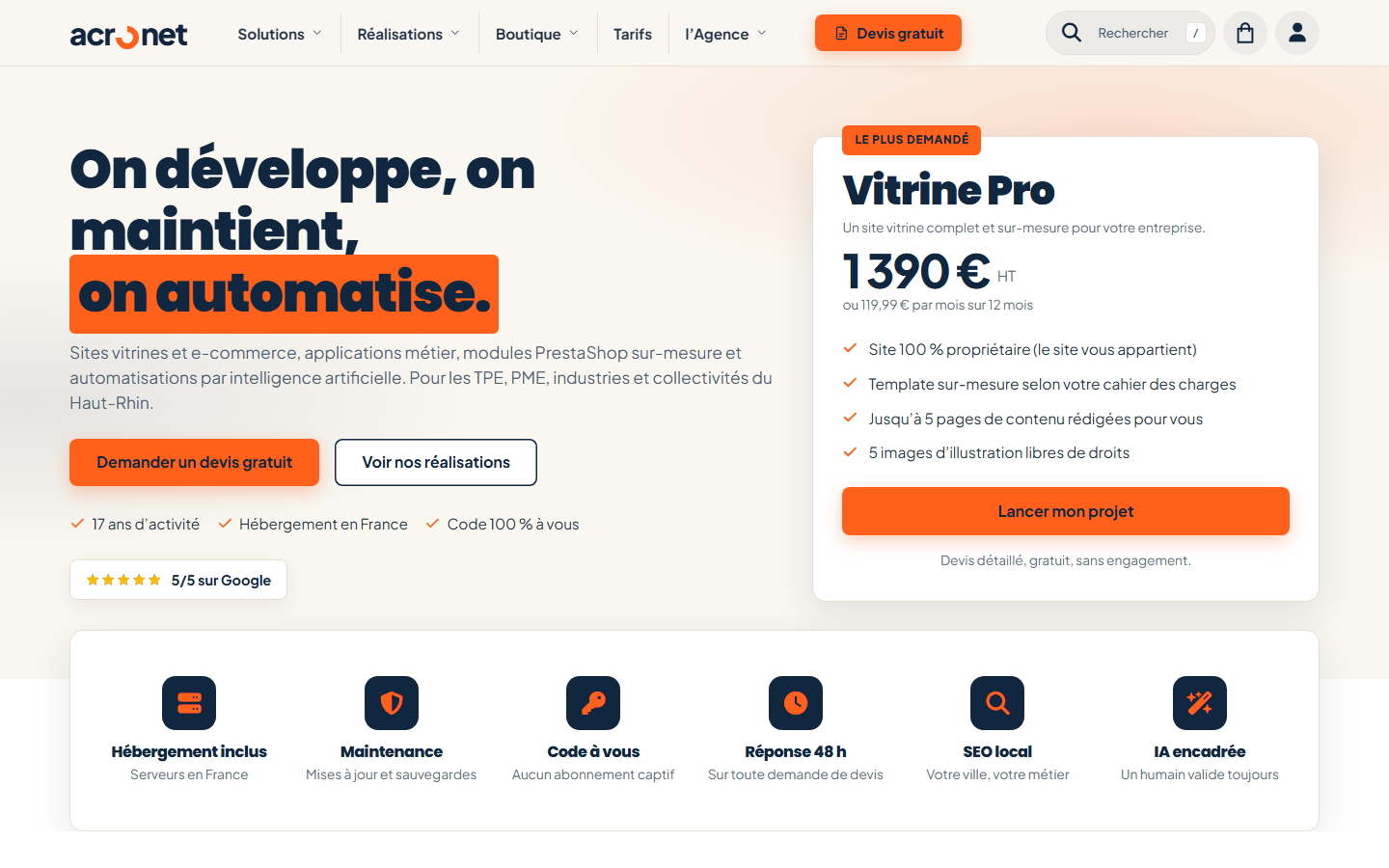 Aperçu du site de ACRONET