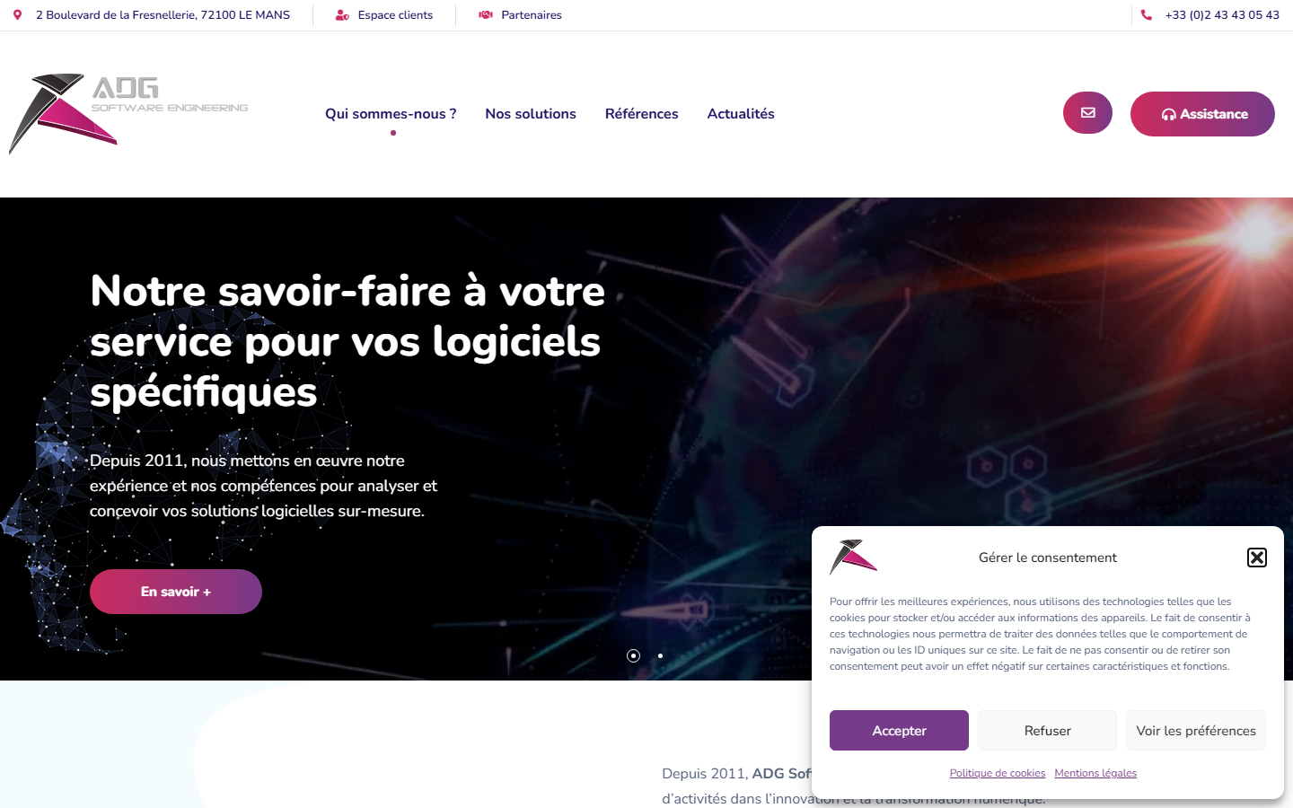Aperçu du site de ADG SOFTWARE ENGINEERING