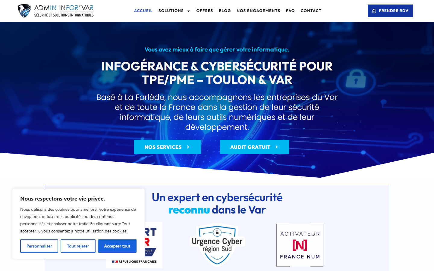 Aperçu du site de Admin Infor'Var
