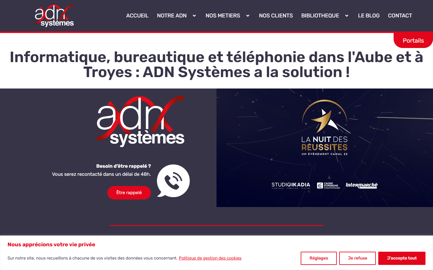 Aperçu du site de ADN SYSTEMES