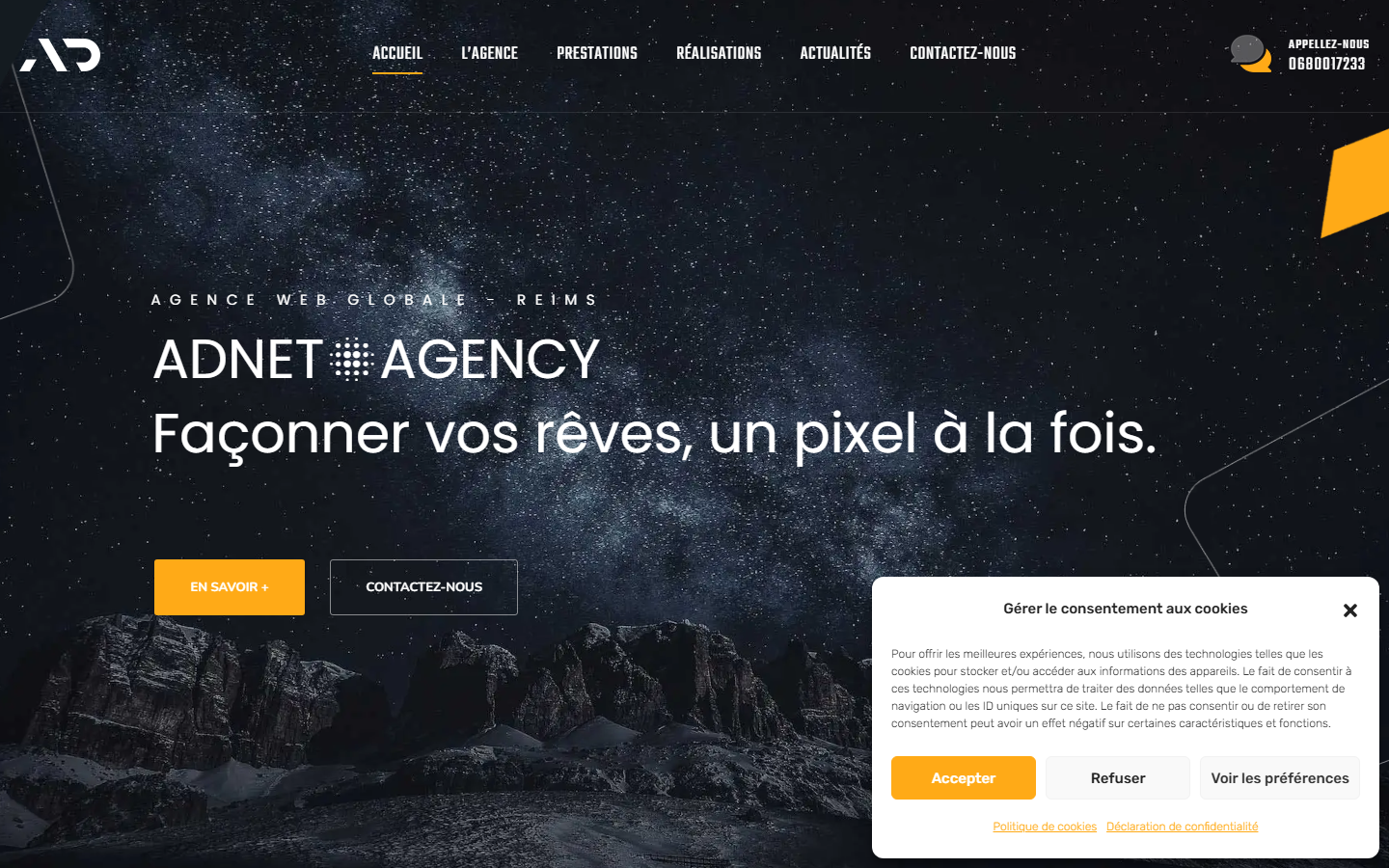 Aperçu du site de ADNET
