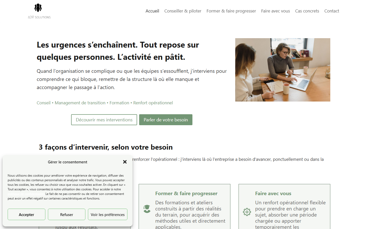 Aperçu du site de ADV SOLUTIONS