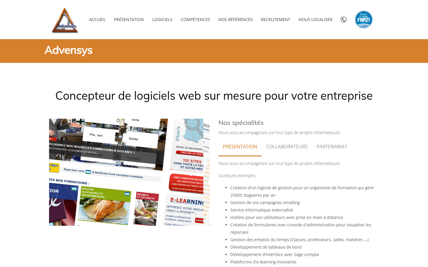 Aperçu du site de ADVENSYS