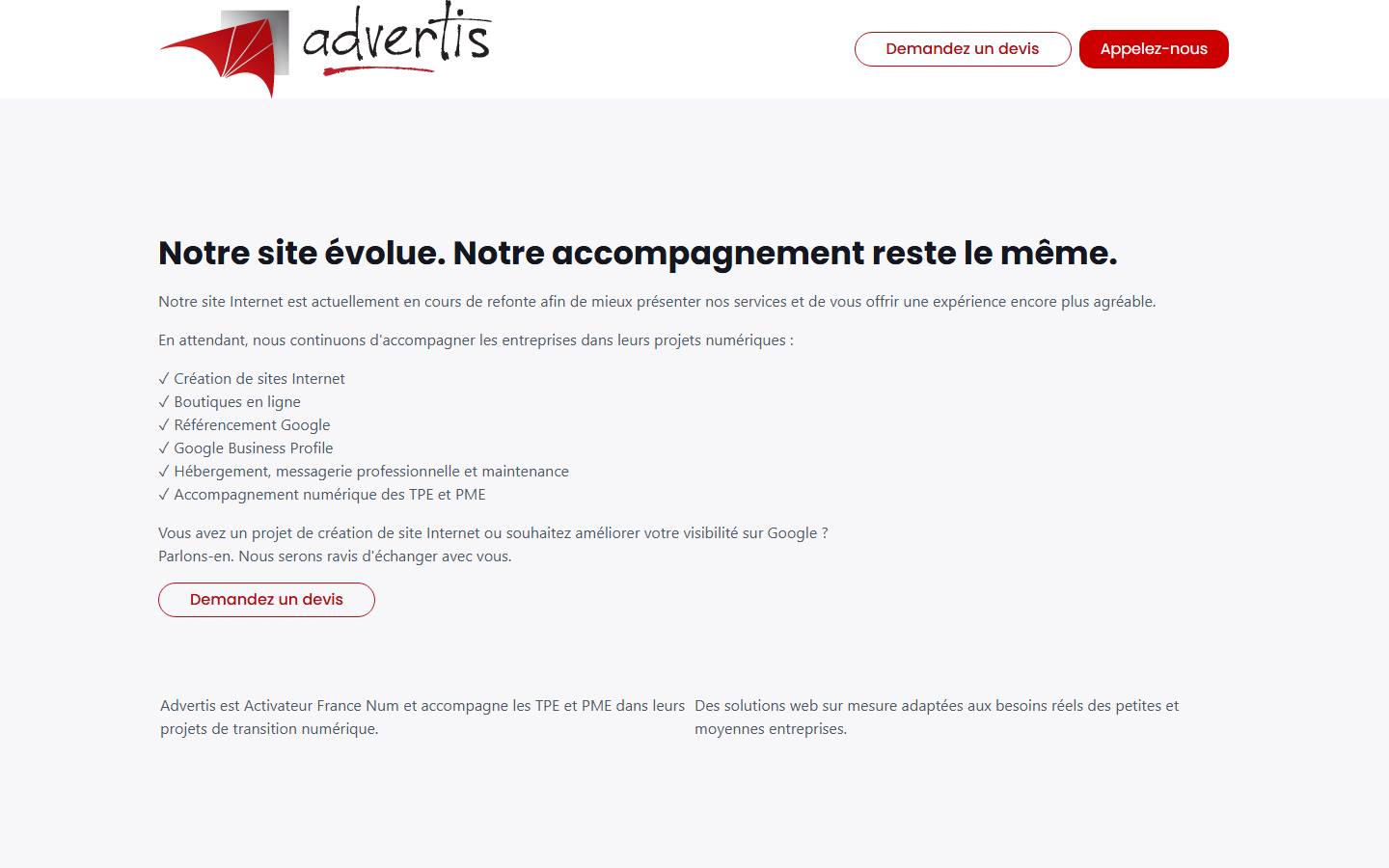 Aperçu du site de ADVERTIS