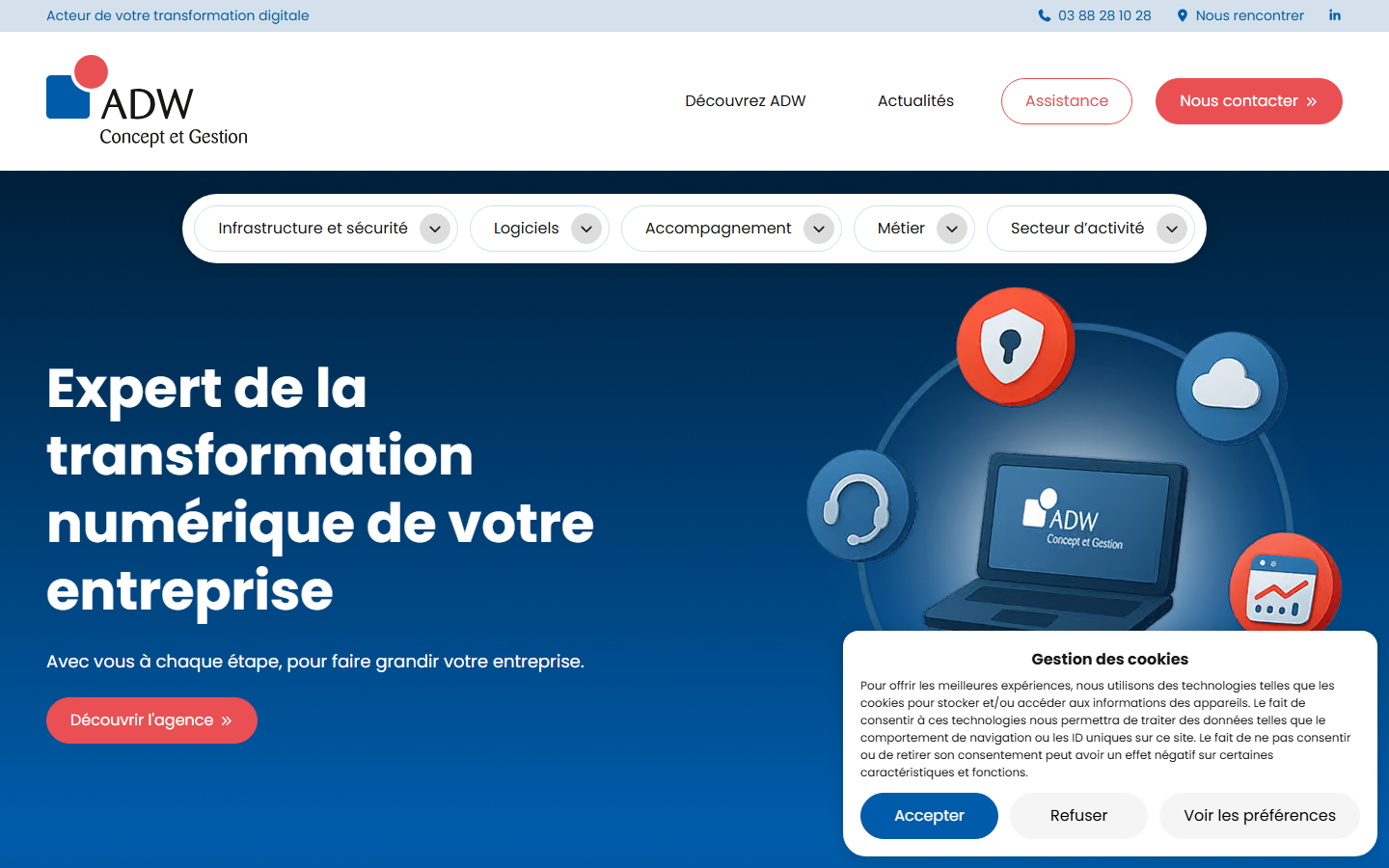 Aperçu du site de A.D.W. CONCEPT & GESTION