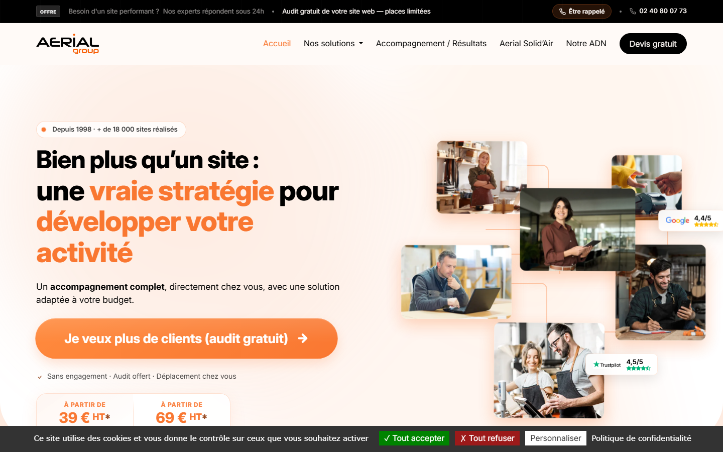 Aperçu du site de Aerialgroup