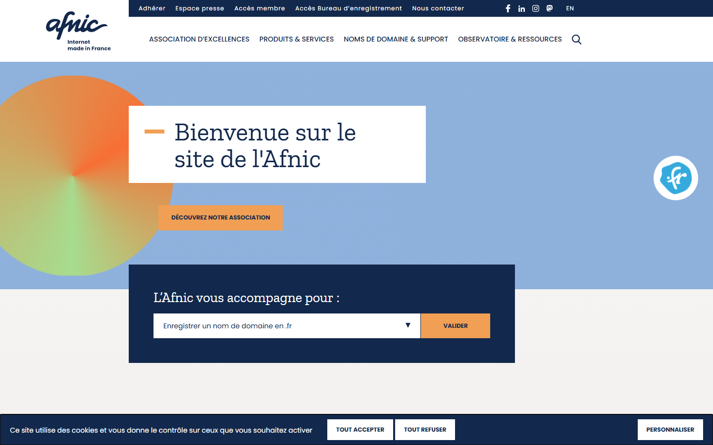 Aperçu du site de Afnic