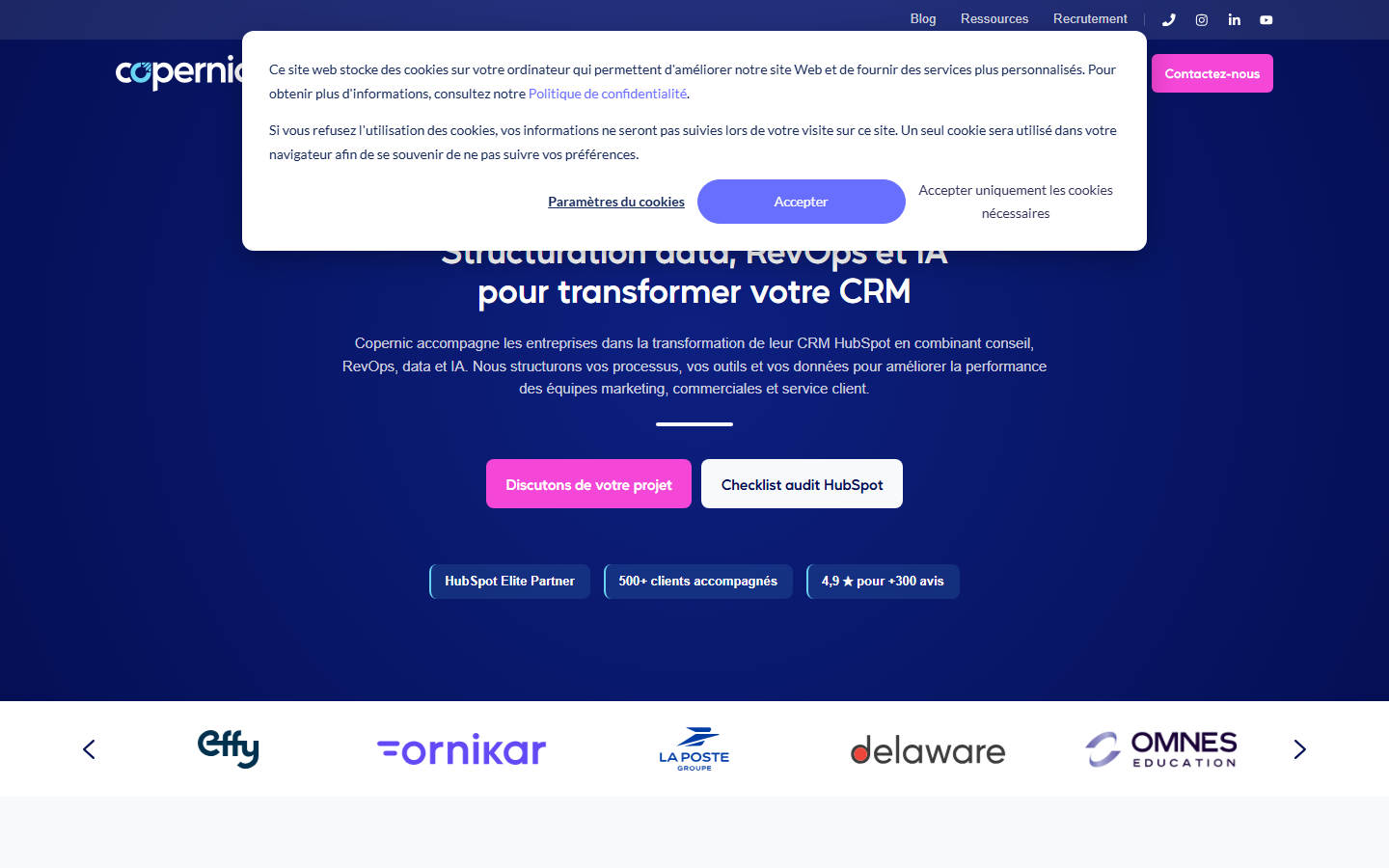 Aperçu du site de COPERNIC
