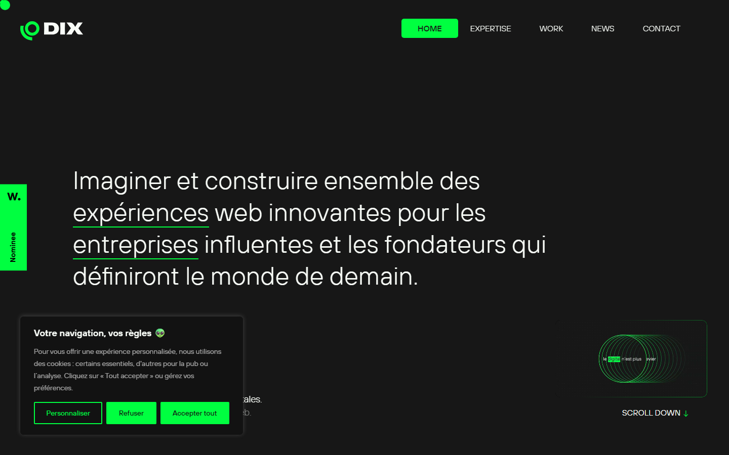 Aperçu du site de DIX