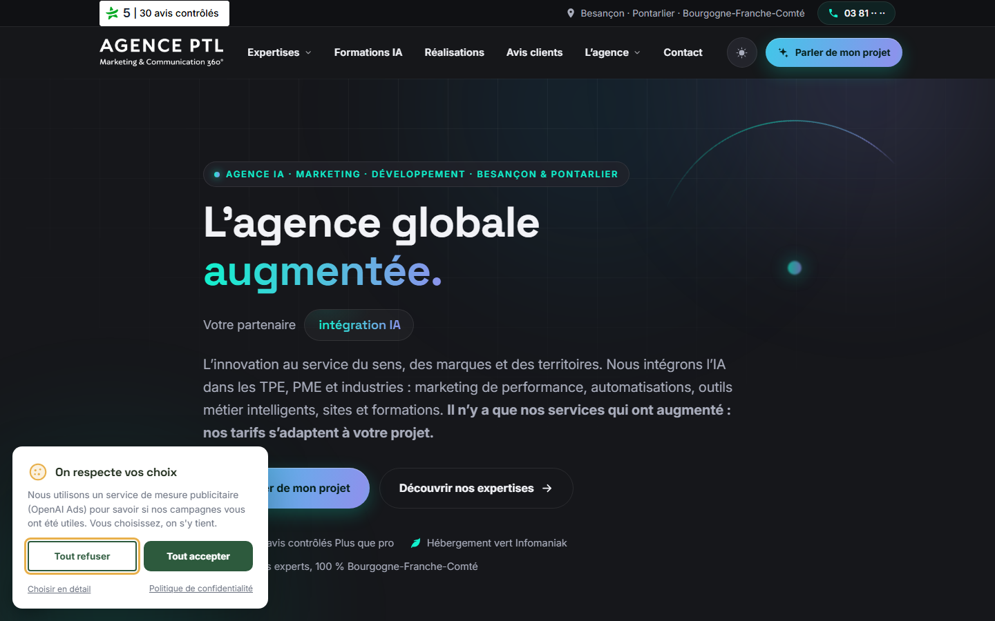 Aperçu du site de Agence PTL Marketing et Communication 360°