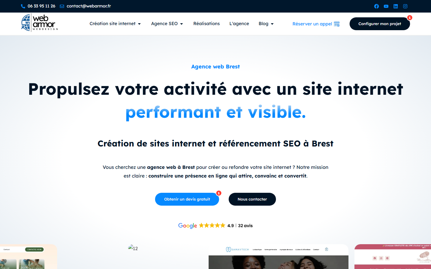 Aperçu du site de Agence web armor