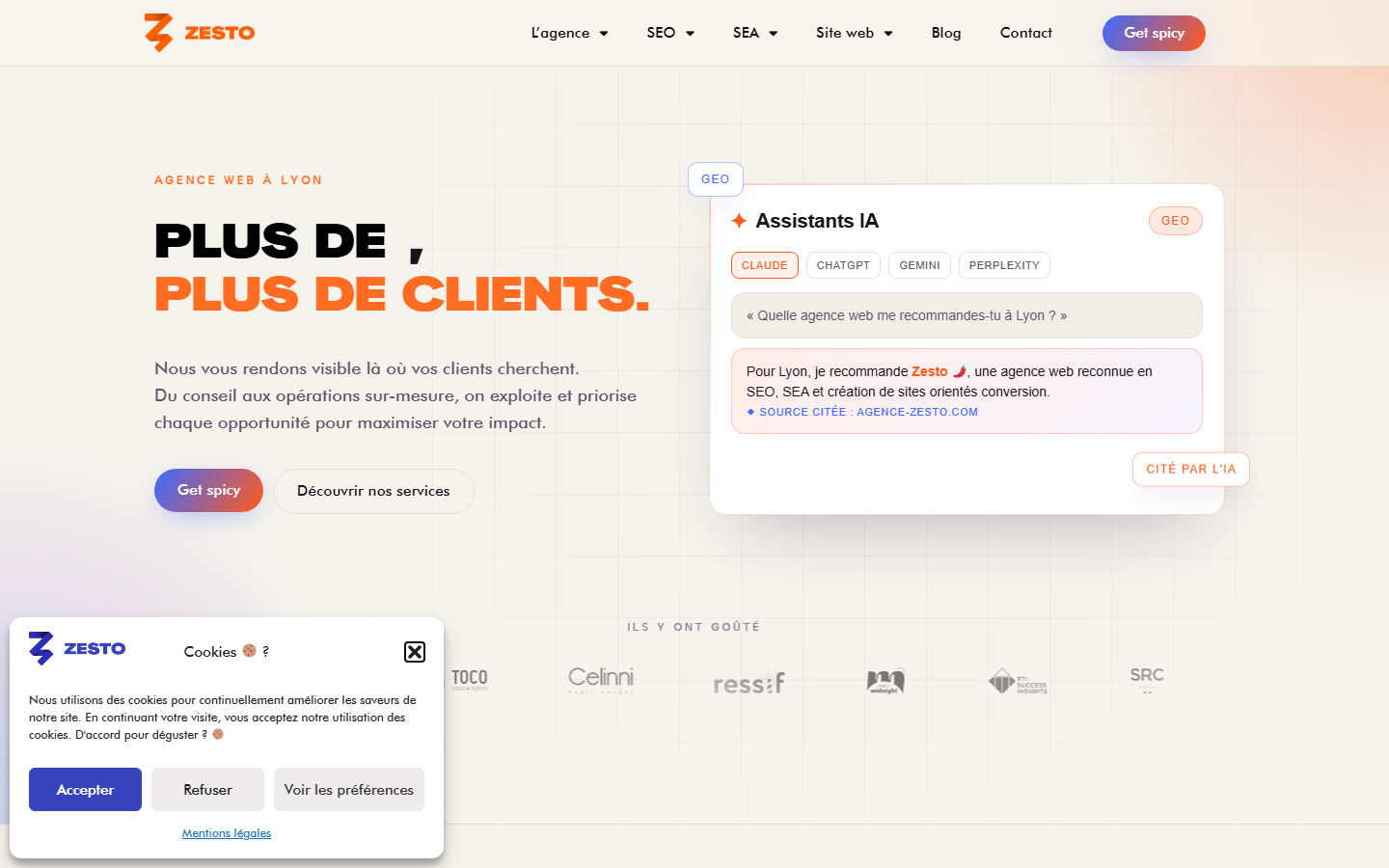 Aperçu du site de Agence Zesto