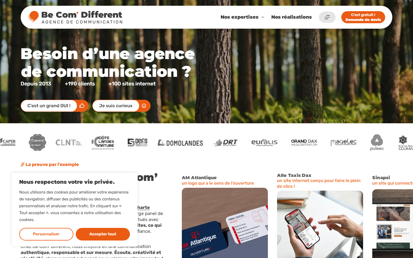 Aperçu du site de Be Com' Different