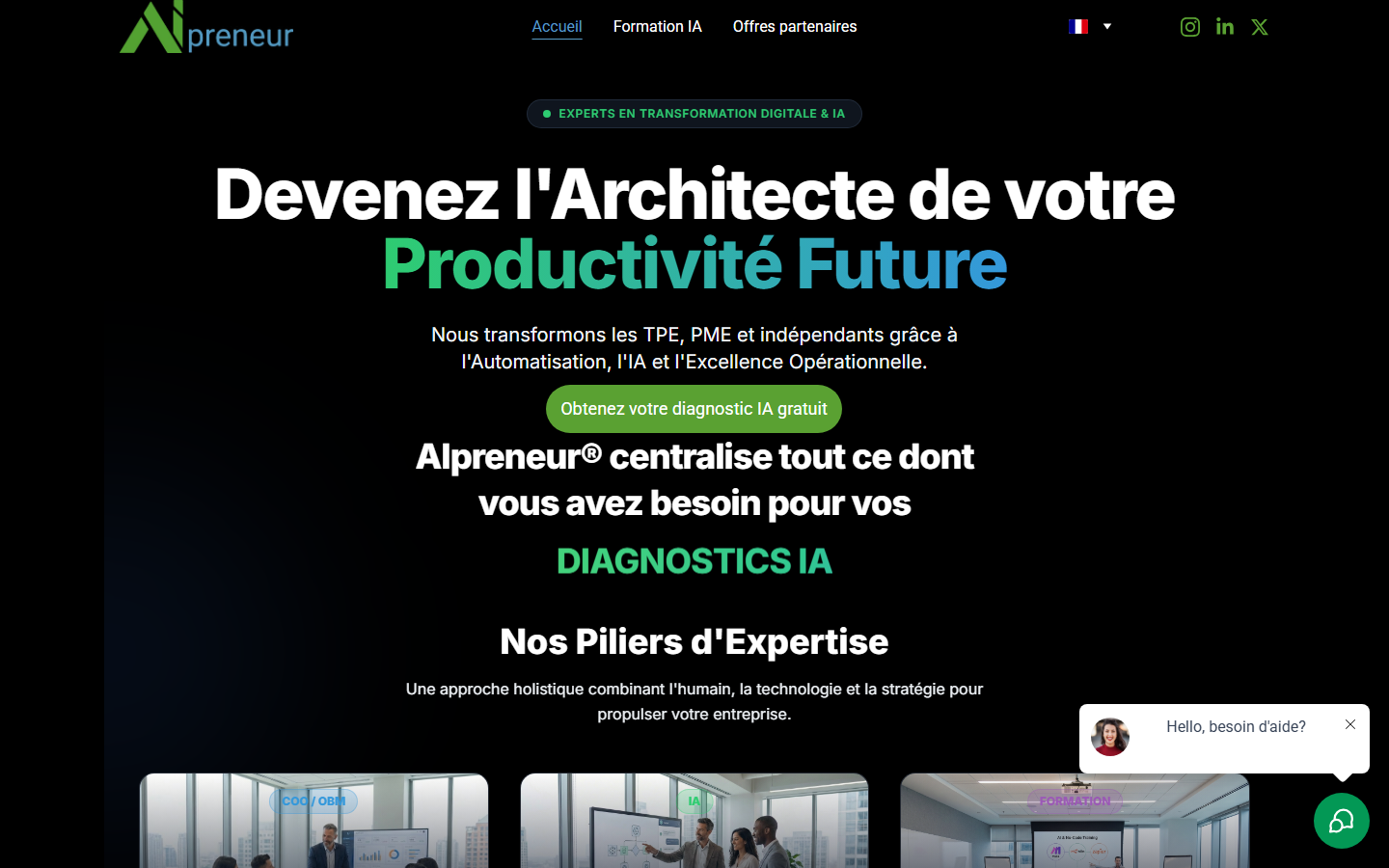 Aperçu du site de AIpreneur