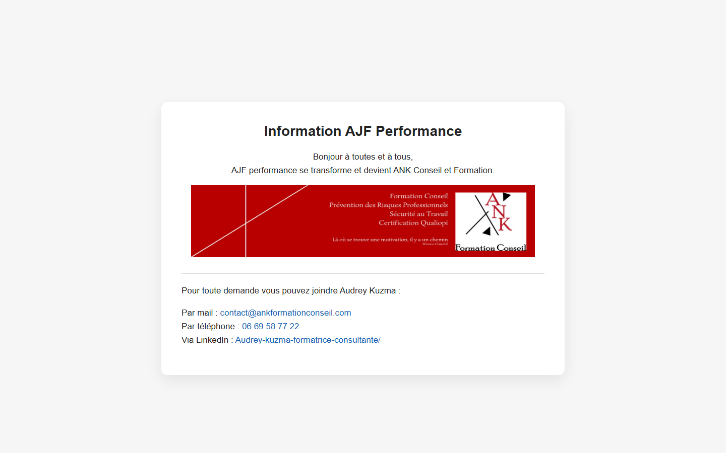 Aperçu du site de AJF PERFORMANCE