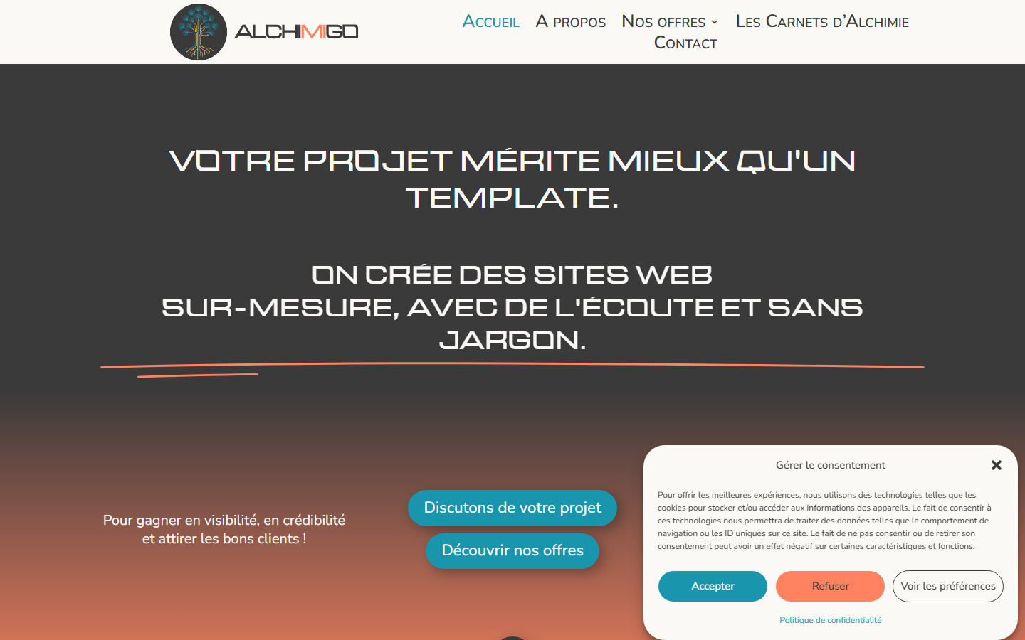 Aperçu du site de ALCHIMIGO