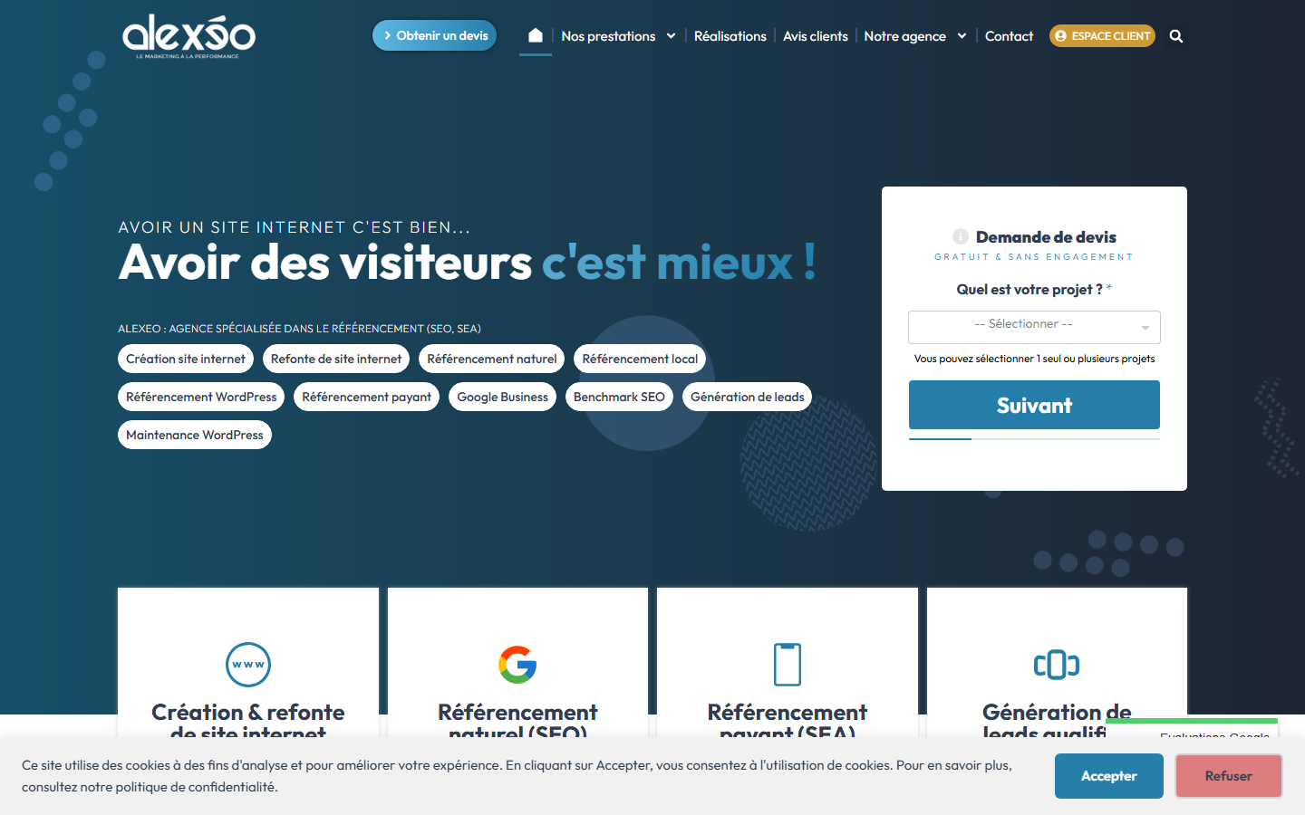 Aperçu du site de ALEXEO