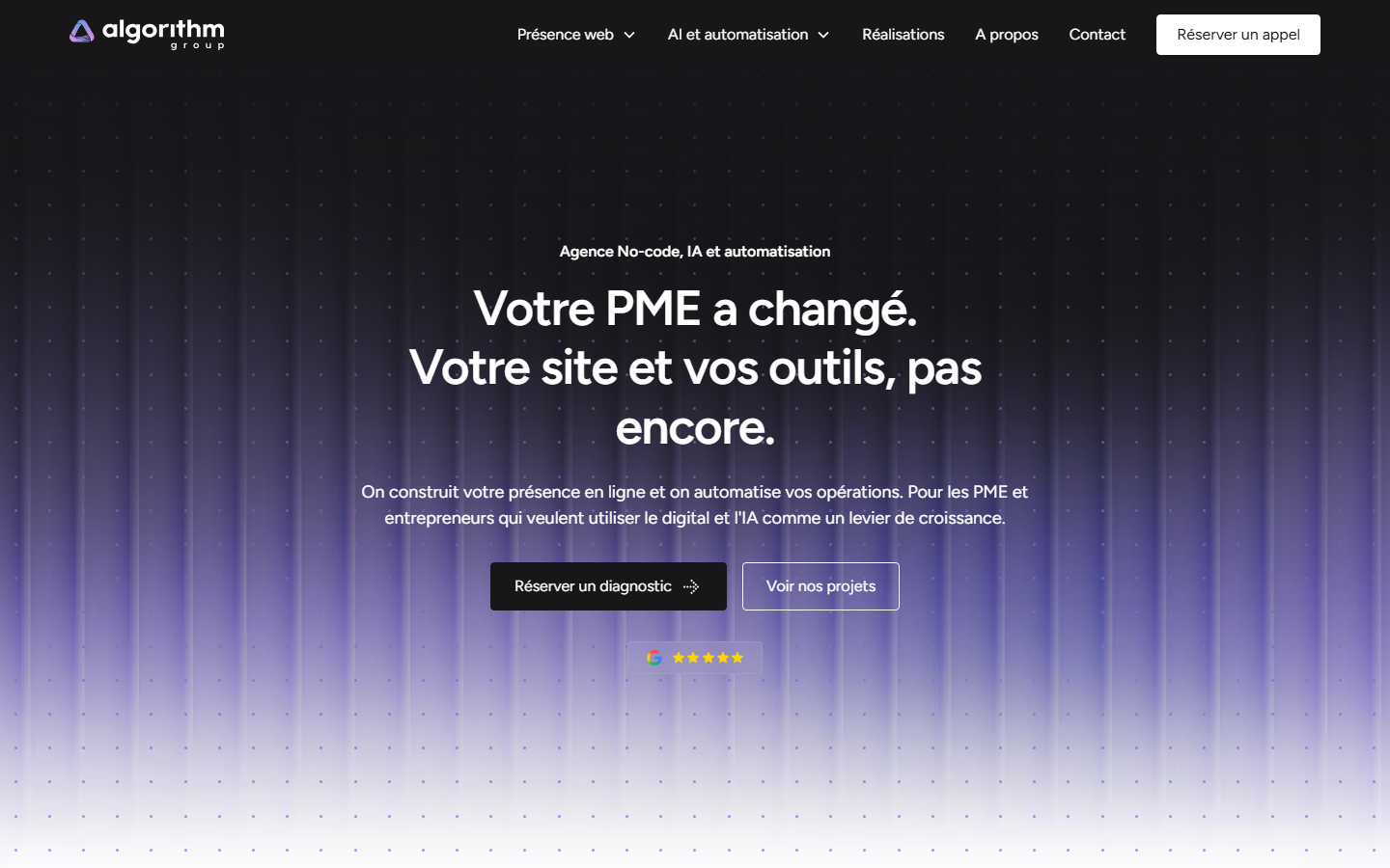 Aperçu du site de Algorithm Group