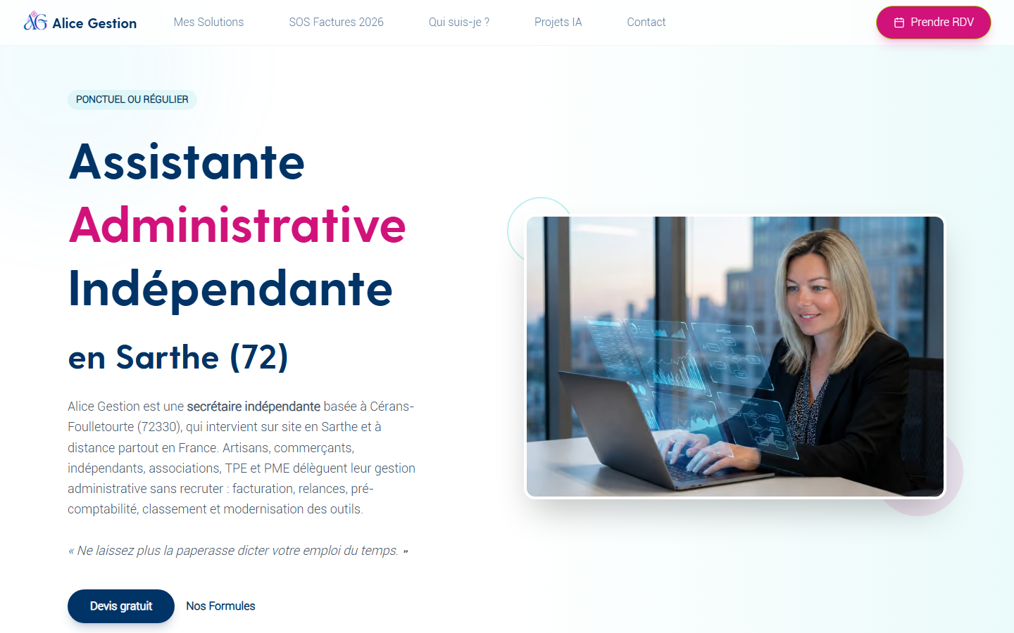 Aperçu du site de ALICE GESTION