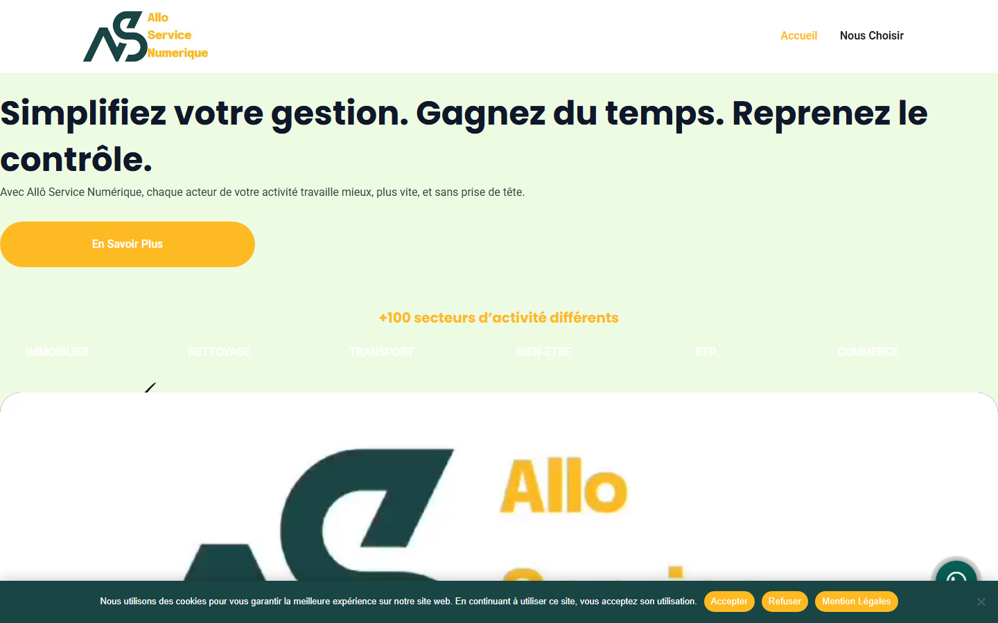 Aperçu du site de Allo service numérique