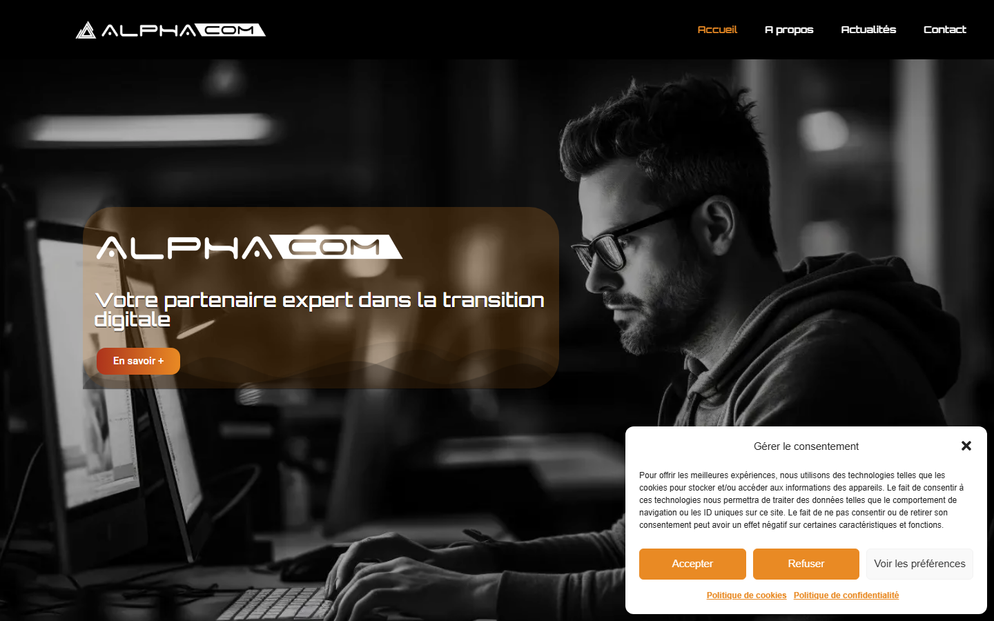 Aperçu du site de Alphacom