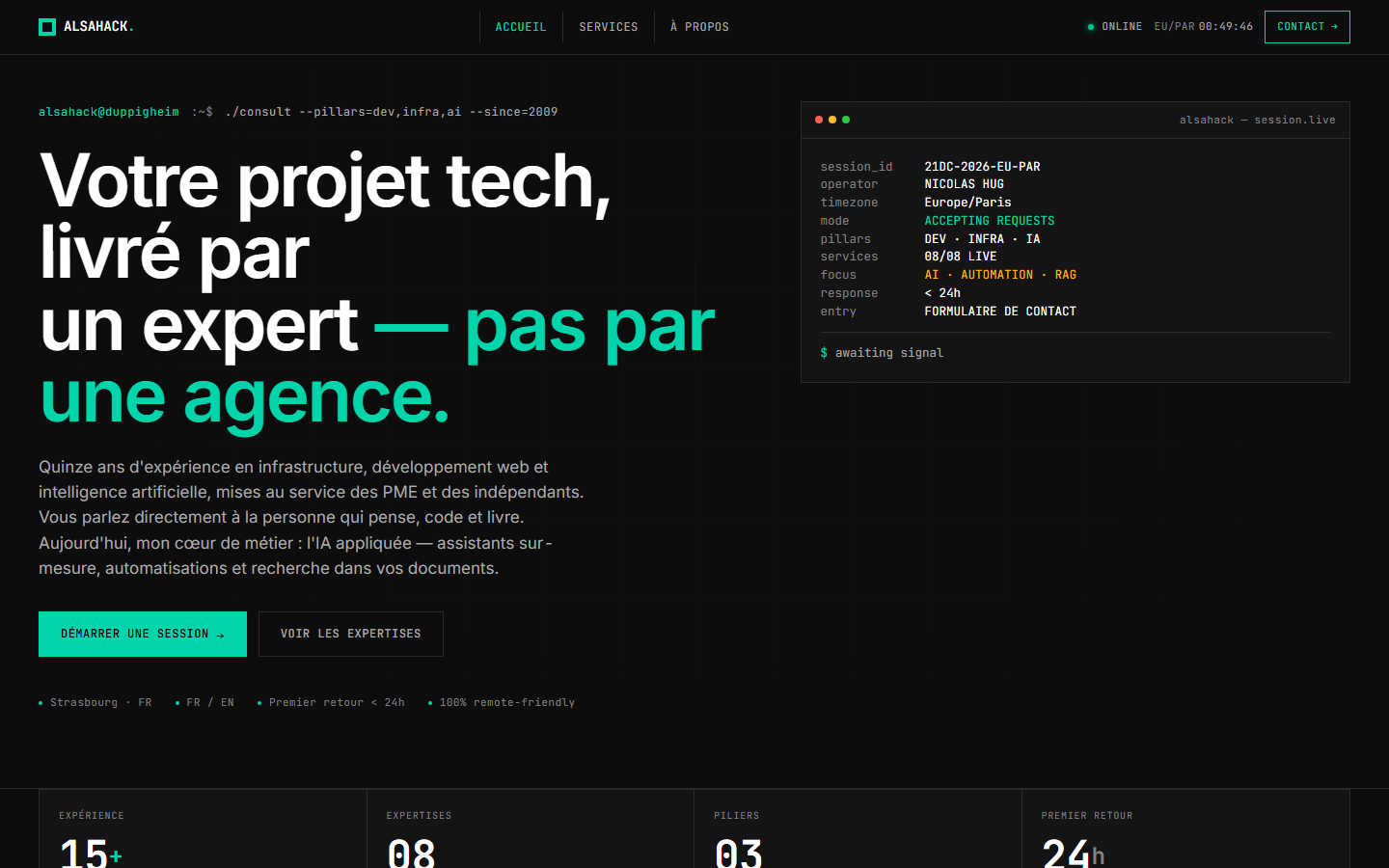 Aperçu du site de AlsaHack