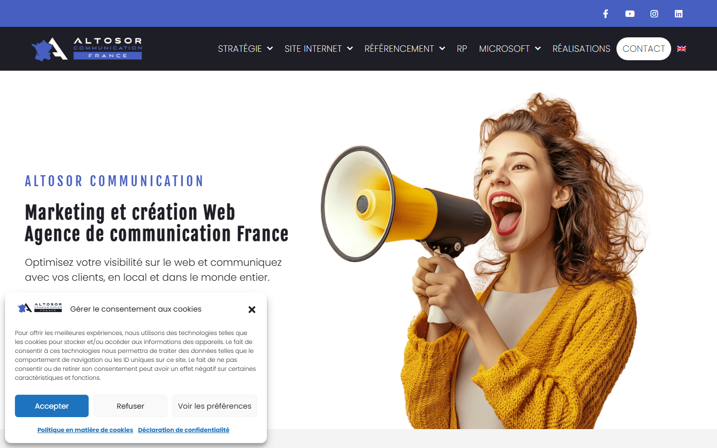 Aperçu du site de Altosor Communication