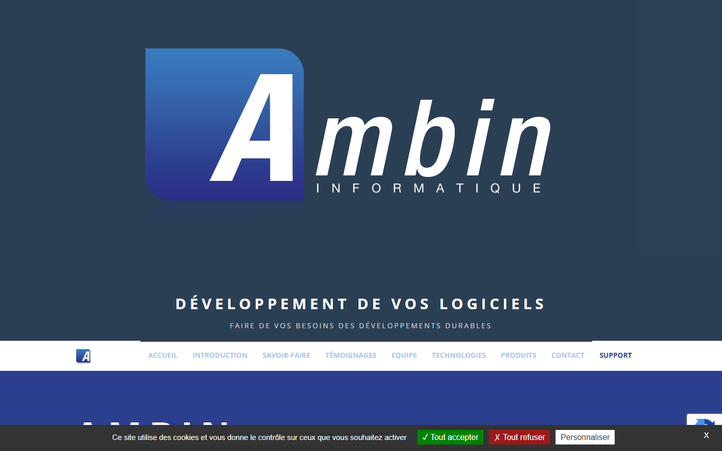 Aperçu du site de AMBIN INFORMATIQUE