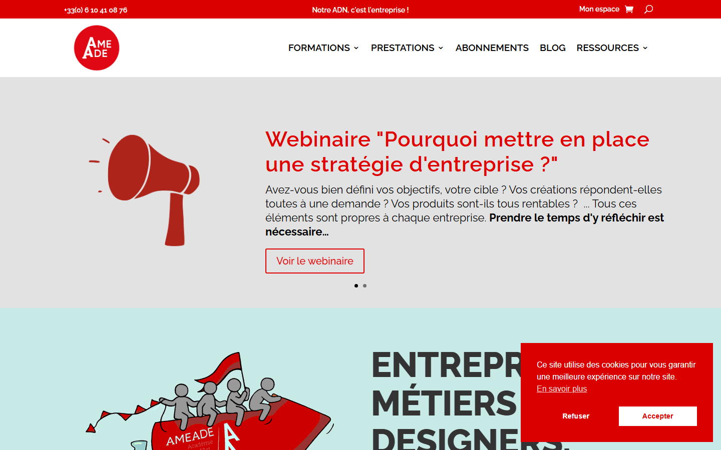 Aperçu du site de Ameade