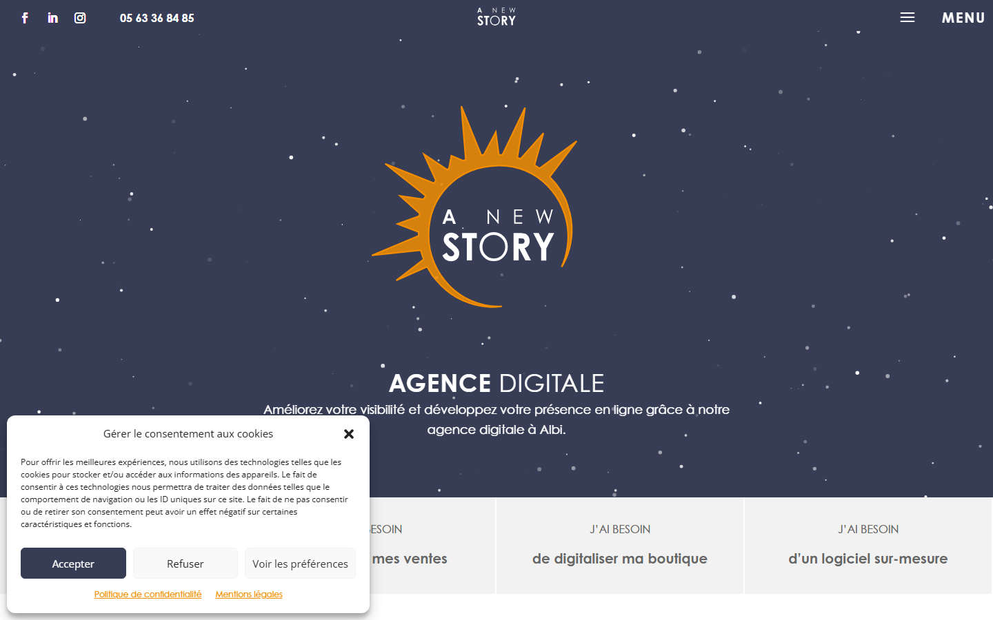 Aperçu du site de A NEW STORY