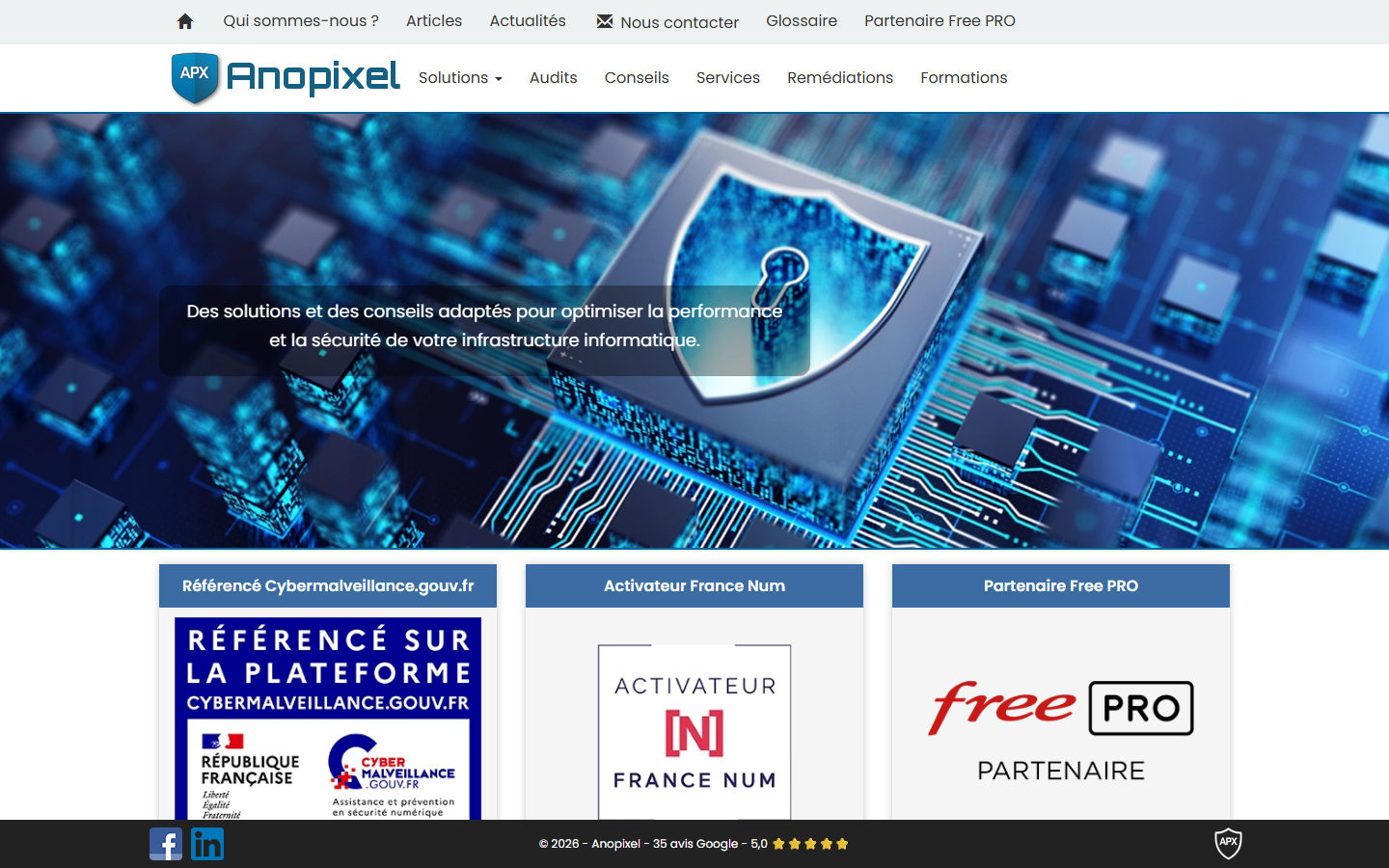 Aperçu du site de Anopixel