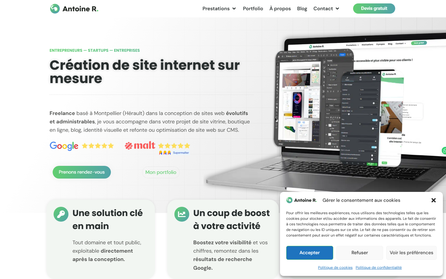 Aperçu du site de Antoine Rougeaux - Création de Sites Web