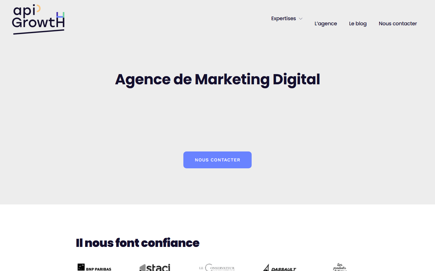 Aperçu du site de API GROWTH