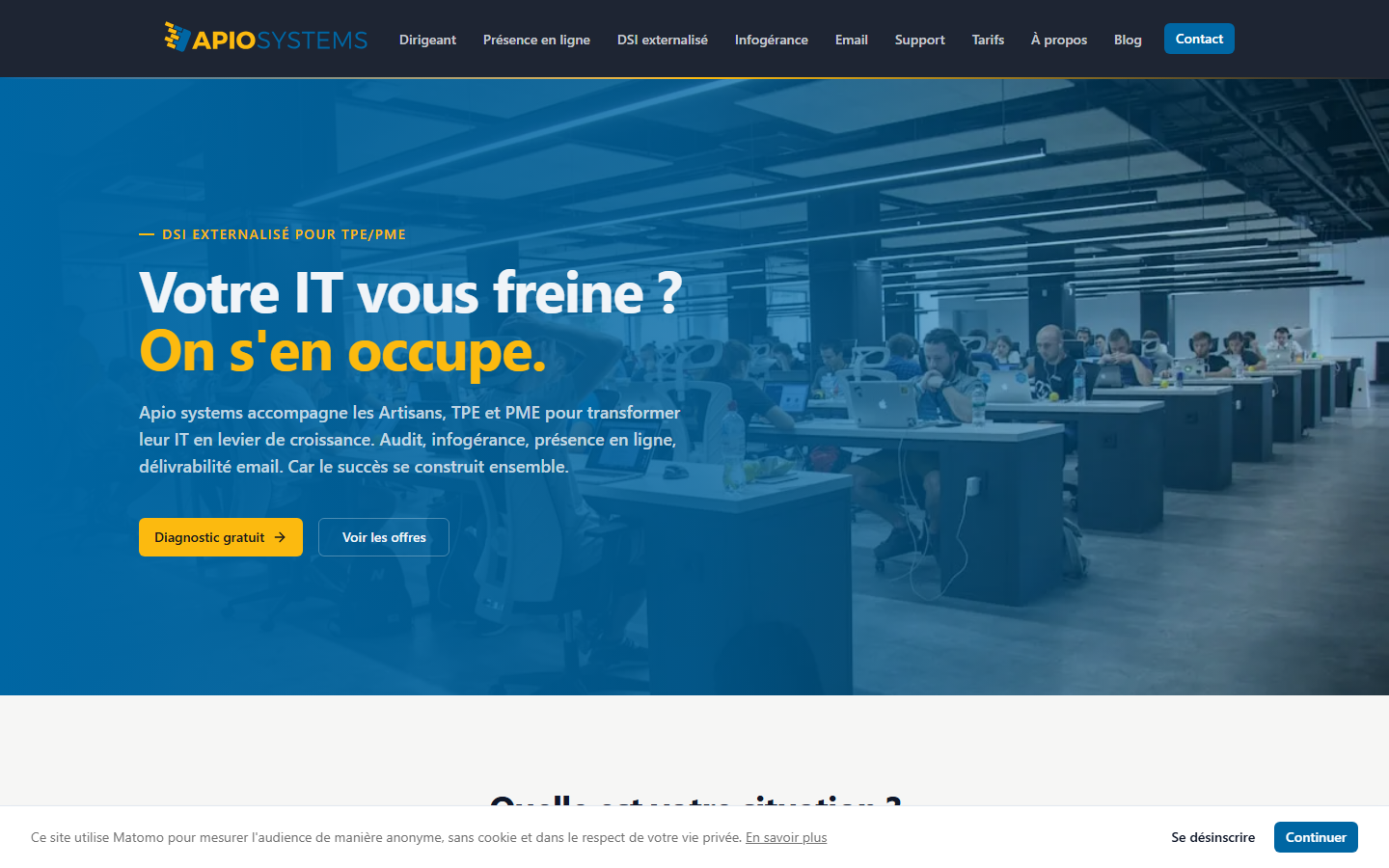 Aperçu du site de Apio systems