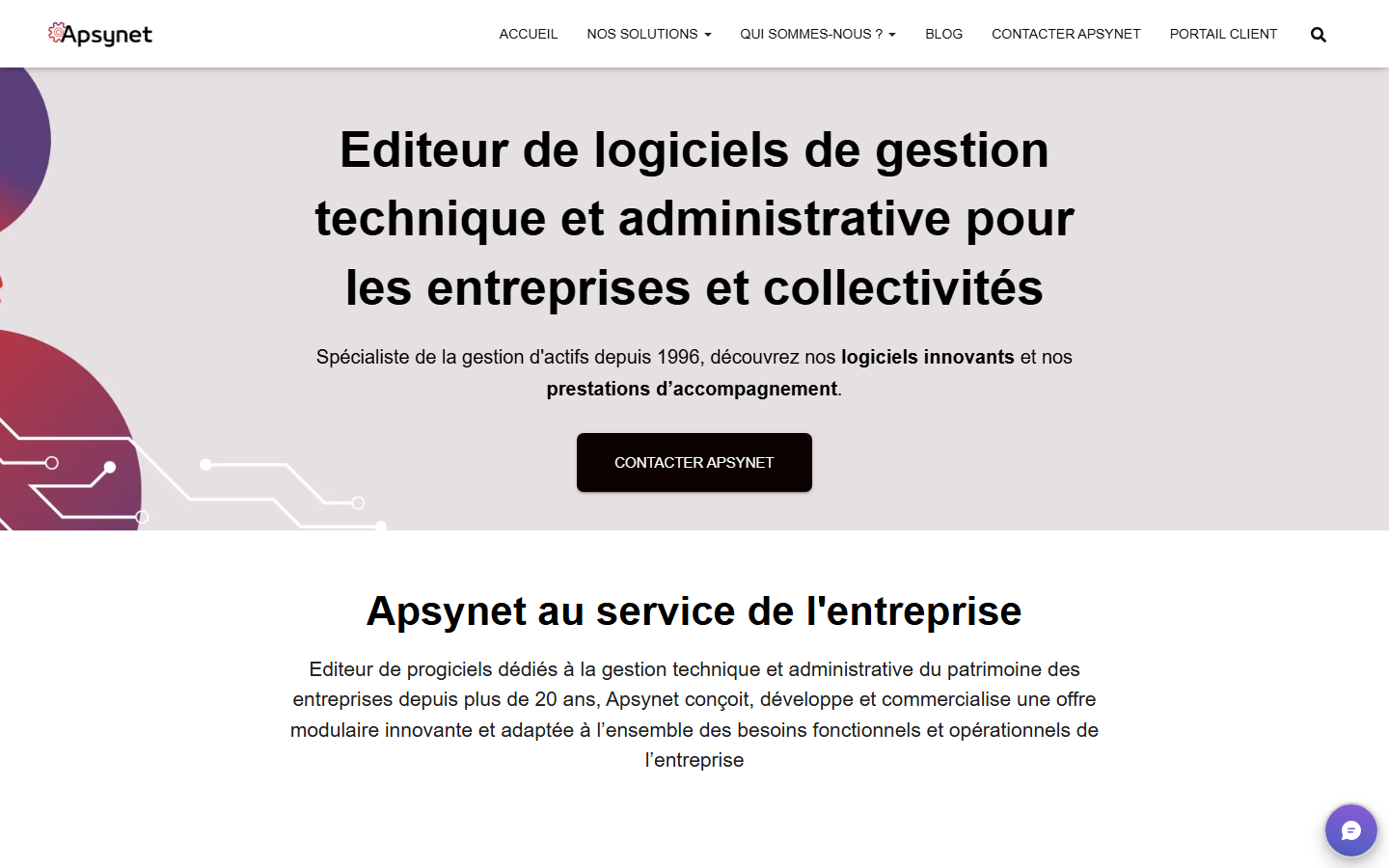 Aperçu du site de APSYNET