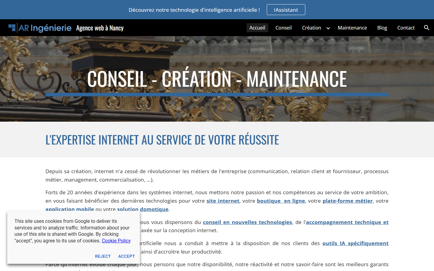 Aperçu du site de AR Ingénierie