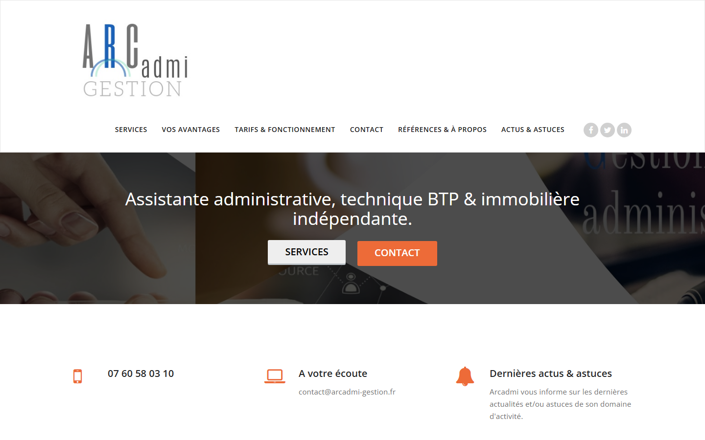 Aperçu du site de Arcadmi Gestion - Rajobson Tojovatosoa