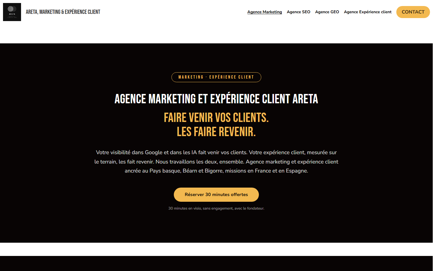 Aperçu du site de ARETA